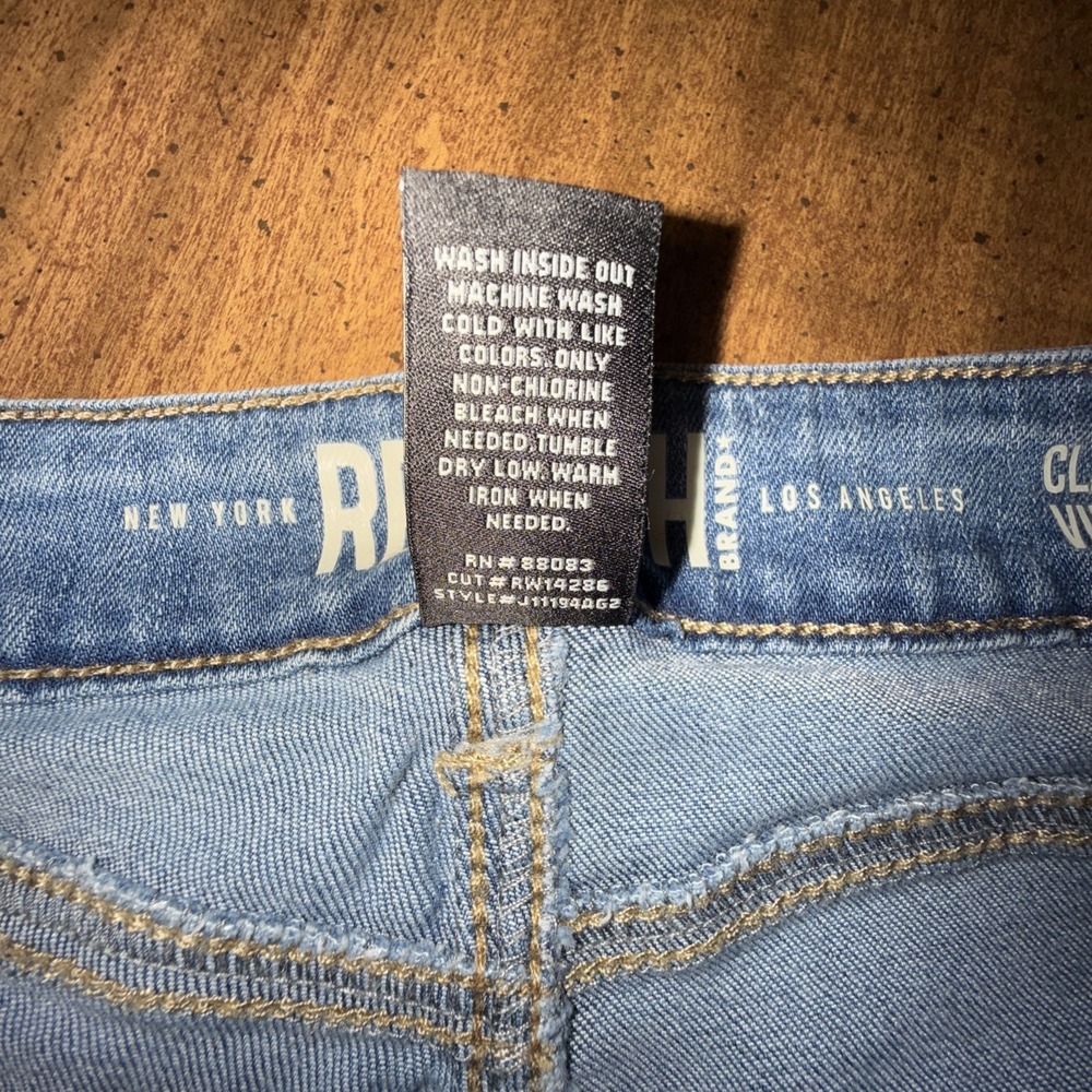 REWASH Classic Rise Vintage Reunion Cropped Jeans‎ Sz 3/26 Stretch Distressed - Picture 4 of 7